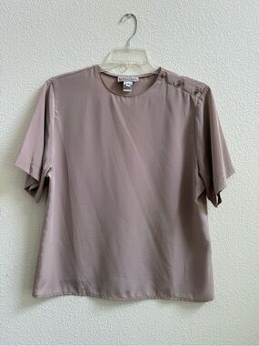 Alyssa Carr Taupe Button Shoulder Blouse Size 12